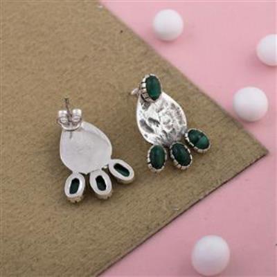 Israeli Design Sterling Silver Malachite Earring Stud Wholesaler Gemstone Jewelery | Akrati Jewels Inc