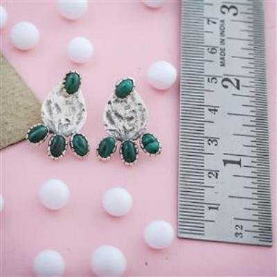 Israeli Design Sterling Silver Malachite Earring Stud Wholesaler Gemstone Jewelery | Akrati Jewels Inc