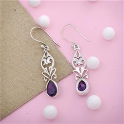 Amethyst Gemstone Sterling Silver Earring Online Gemstone Jewelery | Akrati Jewels Inc