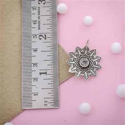 Flower Craft Sterling Silver Blue Topaz Pendant | Akrati Jewels Inc