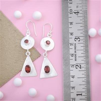 Red Garnet Gemstone Silver Earring Contemporary Collection Jewelery | Akrati Jewels Inc