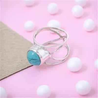 Eternity Sterling Silver Turquoise Ring Jewelry From India Wholesale | Akrati Jewels Inc