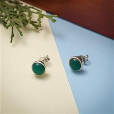 Eternity Green Onyx Gemstone Silver Stud Earring Wholesale Jewelery | Akrati Jewels Inc