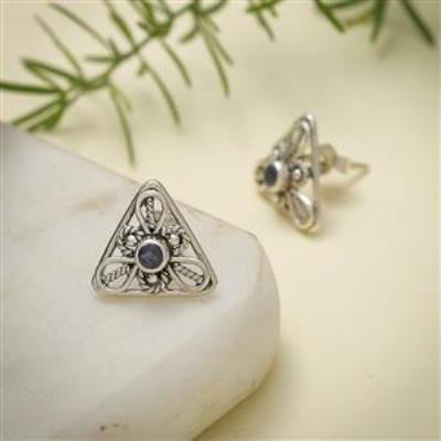 Iolite Gemstone Silver Earring Stud Online Gemstone Jewelery | Akrati Jewels Inc