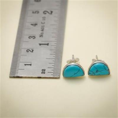 Half Moon Turquoise Silver Stud Earring Jewelery | Akrati Jewels Inc