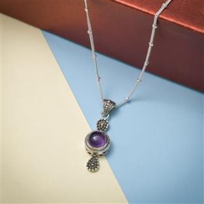 Classic Sterling Silver Amethyst Pendant Jewelery From India Supplier | Akrati Jewels Inc