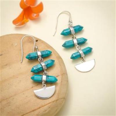 Unique Handmade Jewelry Turquoise Pencil Quartz Earring | Akrati Jewels Inc