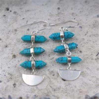 Unique Handmade Jewelry Turquoise Pencil Quartz Earring | Akrati Jewels Inc