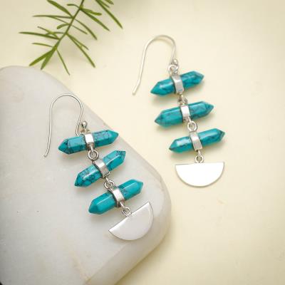 Unique Handmade Jewelry Turquoise Pencil Quartz Earring | Akrati Jewels Inc