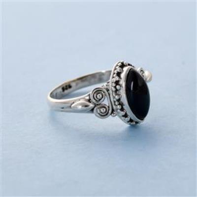 Minimalist Black Onyx Sterling Silver Ring Jewelry | Akrati Jewels Inc