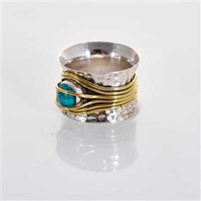 Sterling Silver Handmade Ring With Brass Wire Work | Akrati Jewels Inc