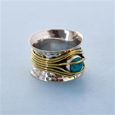 Sterling Silver Handmade Ring With Brass Wire Work | Akrati Jewels Inc