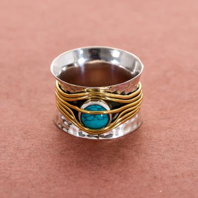 Sterling Silver Handmade Ring With Brass Wire Work | Akrati Jewels Inc