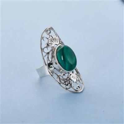 South West Malachite Sterling Silver Ring | Akrati Jewels Inc