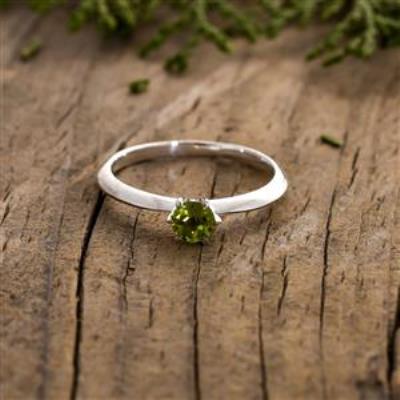 Minimalist Precious Peridot Silver Fine Ring | Akrati Jewels Inc