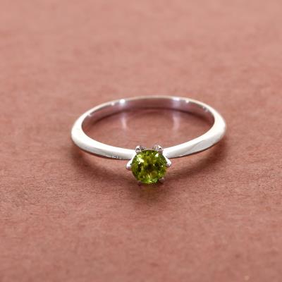 Minimalist Precious Peridot Silver Fine Ring | Akrati Jewels Inc