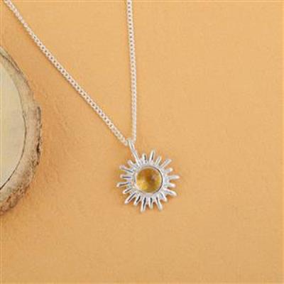 18K gold plated 925 sterling silver ring studded with natural citrine pendant with chain | Akrati Jewels Inc