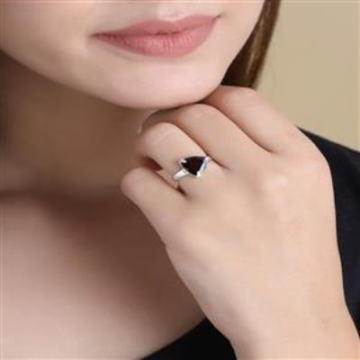 Handmade 925 Sterling Silver Red Garnet Gemstone Ring | Akrati Jewels Inc