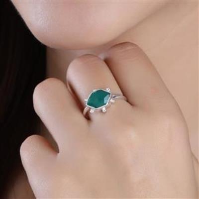 Green Onyx Gemstone Ring Handmade 925 Sterling Silver | Akrati Jewels Inc