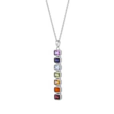 Chakra Pendant Multi Stone Sterling Silver Jewelry | Akrati Jewels Inc
