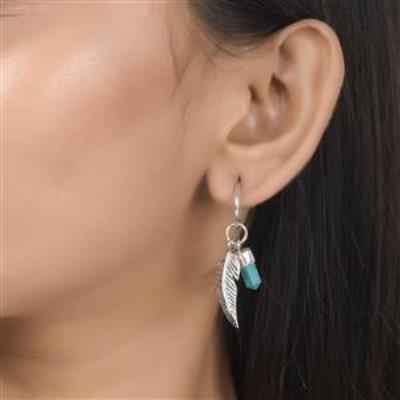 Turquoise Pencil Earring Sterling Silver Jewelry | Akrati Jewels Inc
