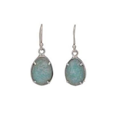 Amazonite Dangle Wire Earring Sterling Silver Jewelry  | Akrati Jewels Inc