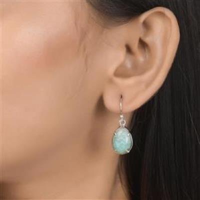 Amazonite Dangle Wire Earring Sterling Silver Jewelry  | Akrati Jewels Inc