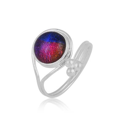 Dichroic glass Adjustable Ring in sterling silver | Akrati Jewels Inc