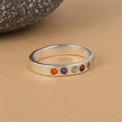 Chakra Multi-Stone ring in 925 Sterling Silver | Akrati Jewels Inc
