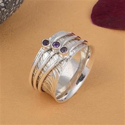 Natural Amethyst Gemstone Sterling Silver Spinner Ring Wholesale | Akrati Jewels Inc
