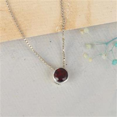 5mm Round Cut Natural Garnet 925 Sterling Silver Pendant Necklace  | Akrati Jewels Inc