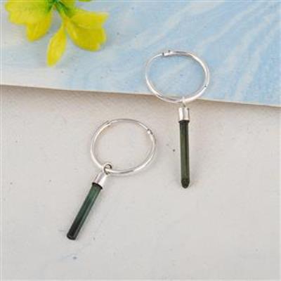 Tourmaline Pencil Hoop Earring in 925 silver | Akrati Jewels Inc