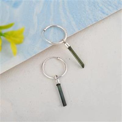Tourmaline Pencil Hoop Earring in 925 silver | Akrati Jewels Inc
