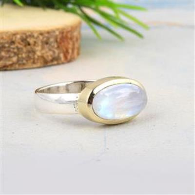 Moonstone Ring with brass plating in 925 sterling silver | Akrati Jewels Inc