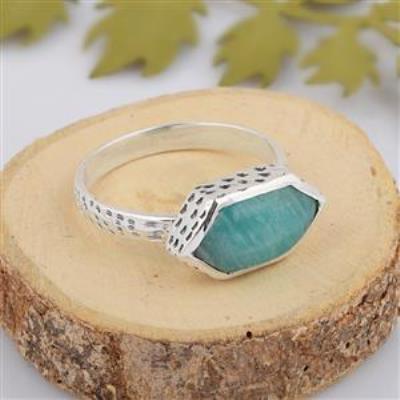 Amazonite Gemstone Ring Handmade 925 Sterling Silver | Akrati Jewels Inc