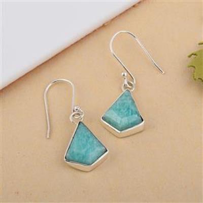 Amazonite gemstone earring in sterling silver wholesale jewelry | Akrati Jewels Inc