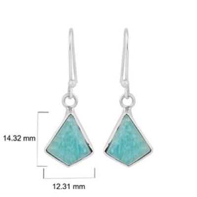 Amazonite gemstone earring in sterling silver wholesale jewelry | Akrati Jewels Inc