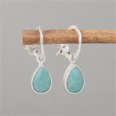 Amazonite gemstone earring in 925 Silver Wholesale jewelry vendors | Akrati Jewels Inc