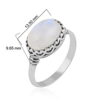 Oval Cab Natural Rainbow Moonstone 925 Sterling Silver Ring | Akrati Jewels Inc
