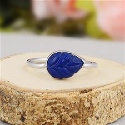 Handmade Carving Natural Lapis Lazuli Gemstone Sterling Silver Stackable Ring | Akrati Jewels Inc