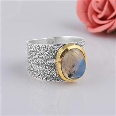 Beautifully designed Labradorite handmade ring in 925 sterling silver | Akrati Jewels Inc