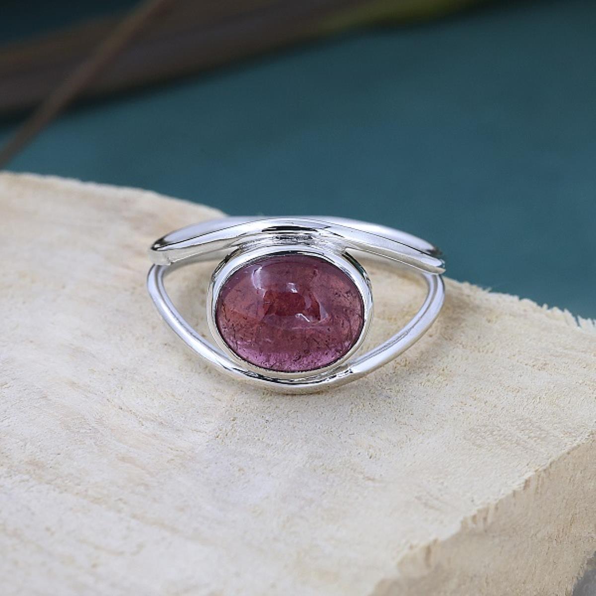 Natural Pink Tourmaline Oval Shaped Ring US 10 | Akrati Jewels Inc