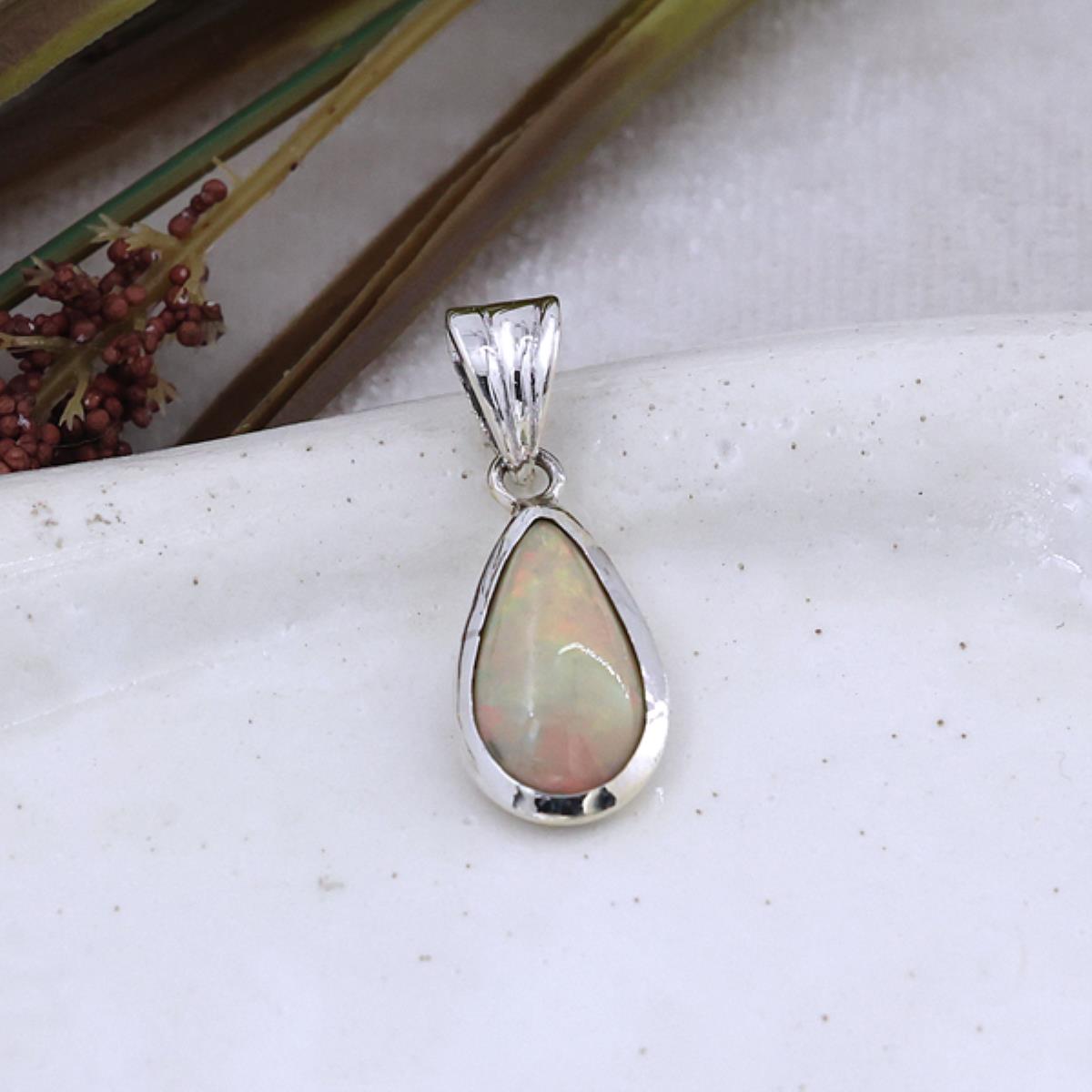 Teardrop Ethiopian Opal Pendant  | Akrati Jewels Inc