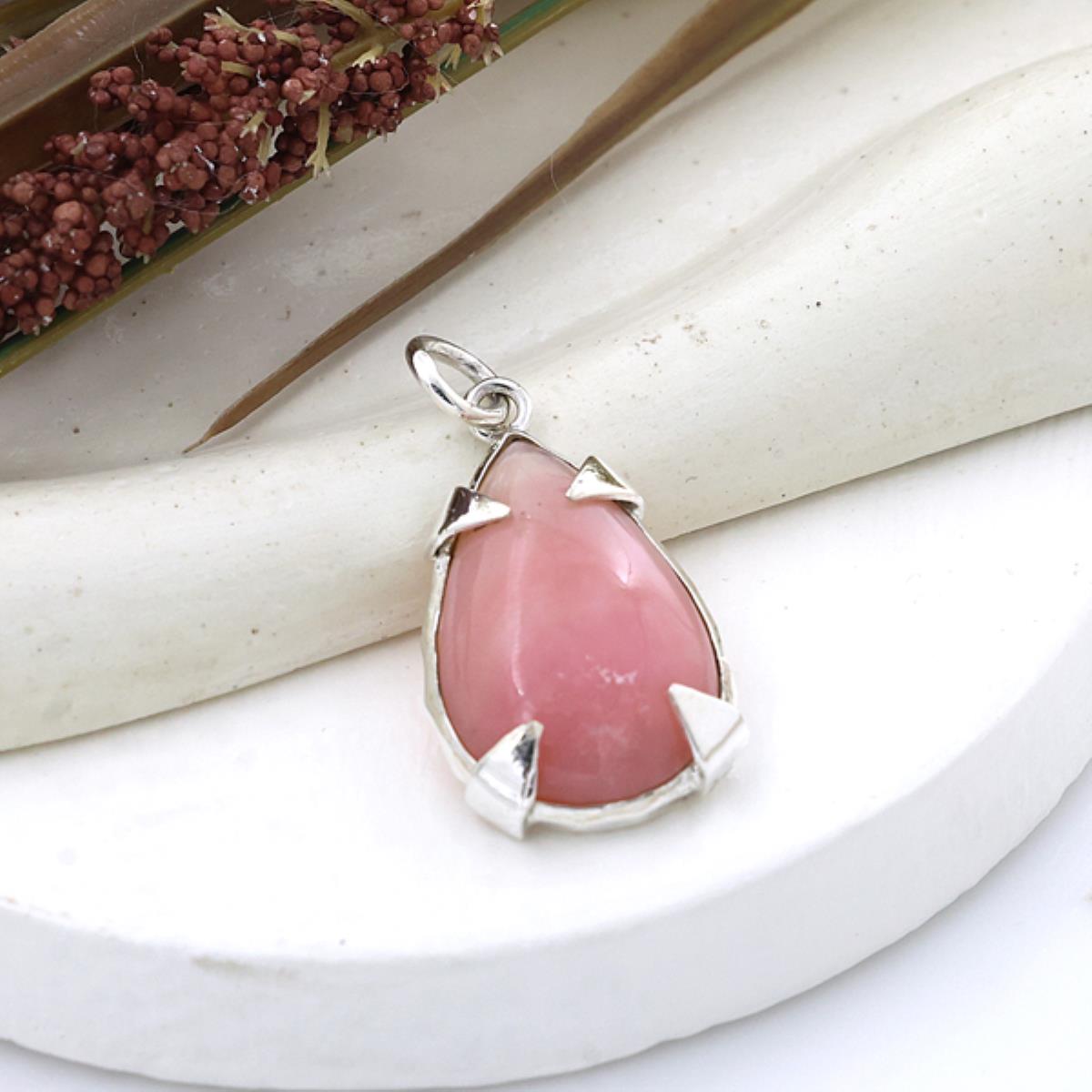 Teardrop Pink Opal 925  Sterling Silver Pendant for Women | Akrati Jewels Inc
