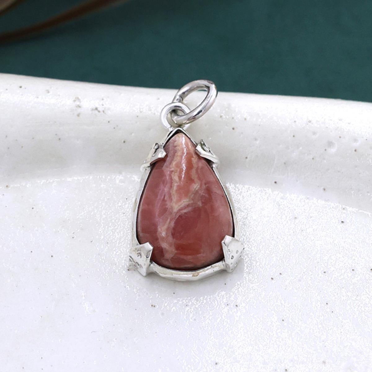 925 Sterling Silver Pear Shape Natural Rhodochrosite Pendant Jewelry for Girls | Akrati Jewels Inc