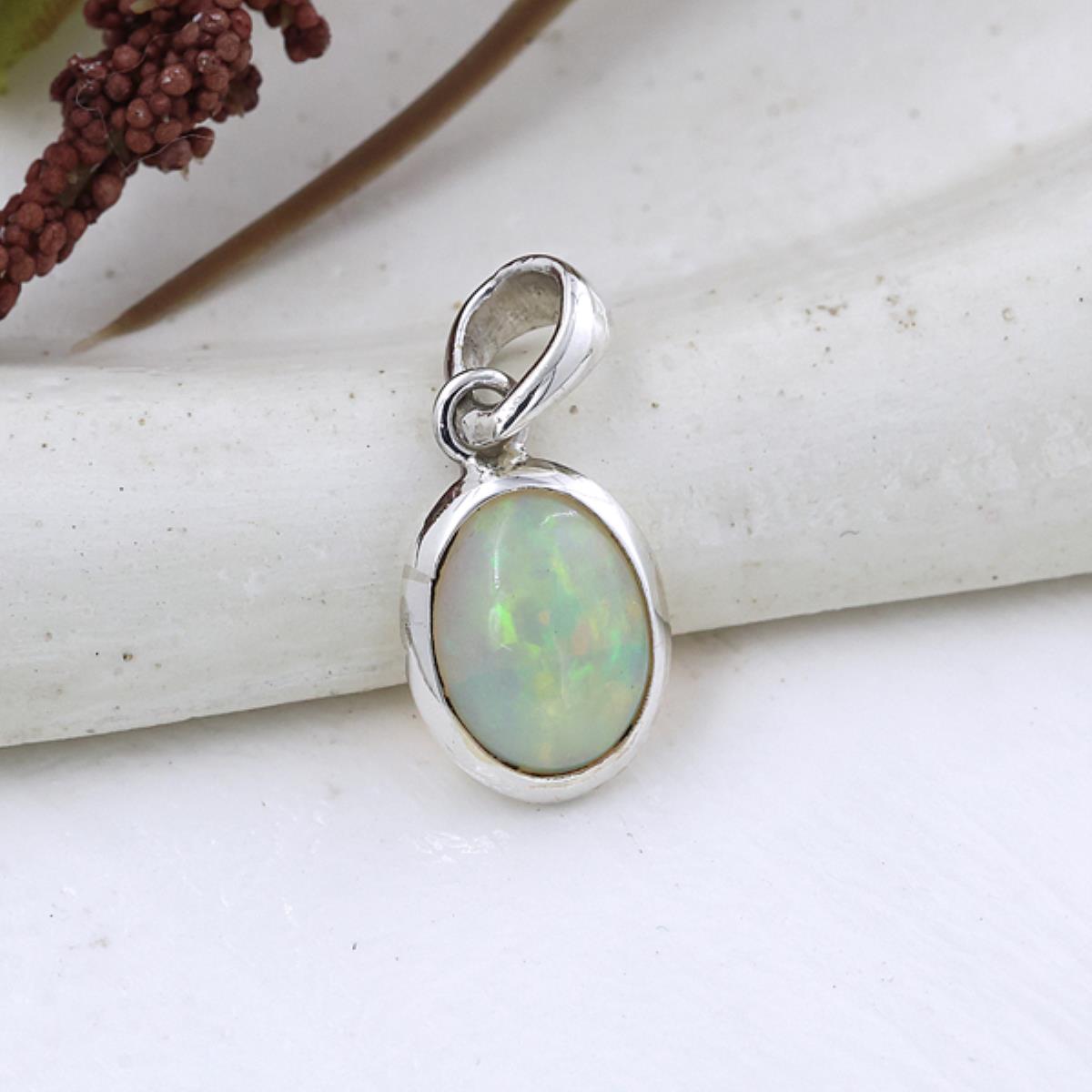 Oval Ethiopian Opal Pendant in 925 Sterling Silver – Fine Jewelry Elegance | Akrati Jewels Inc