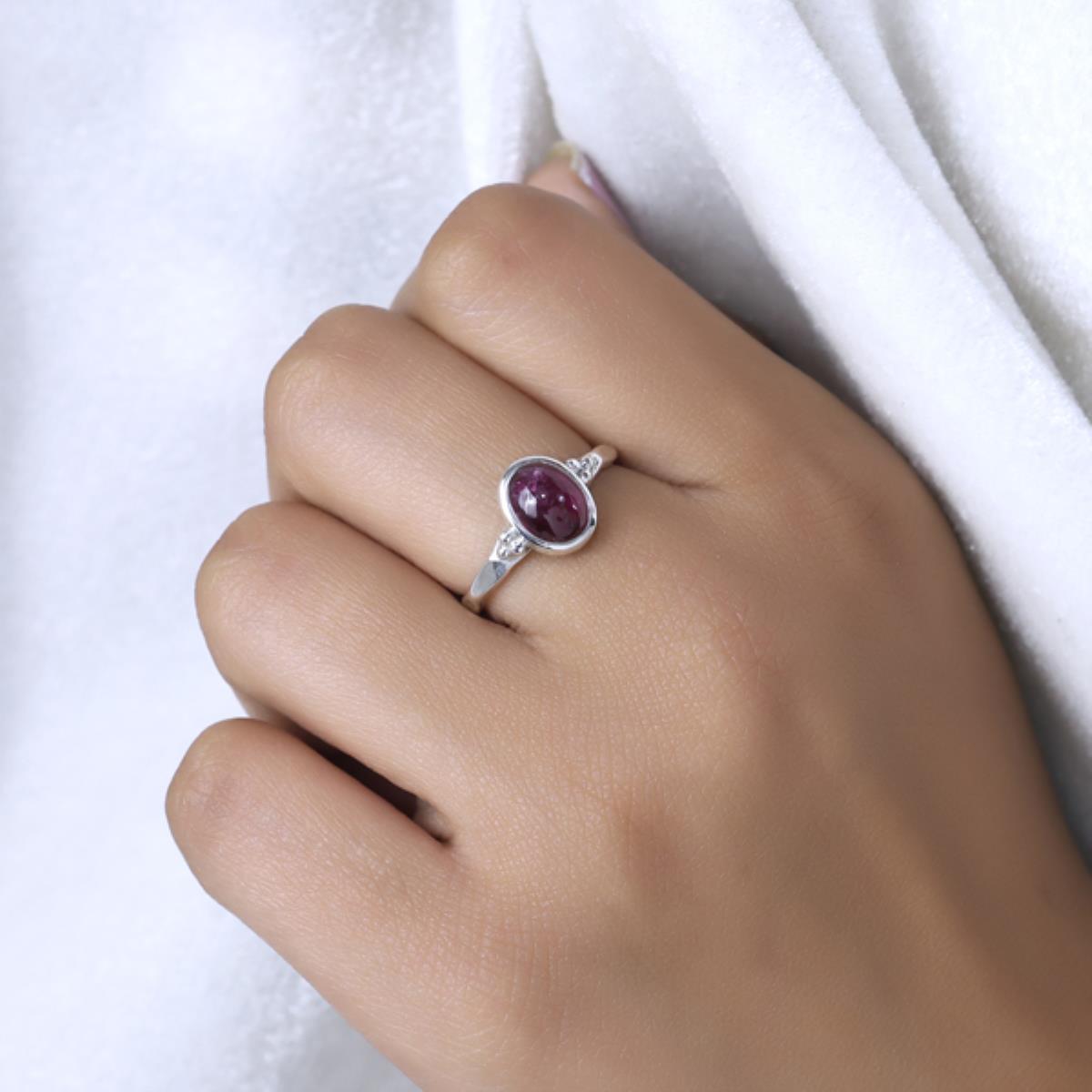 Natural Pink Tourmaline Oval Shaped Sterling Silver Ring US 8 | Akrati Jewels Inc