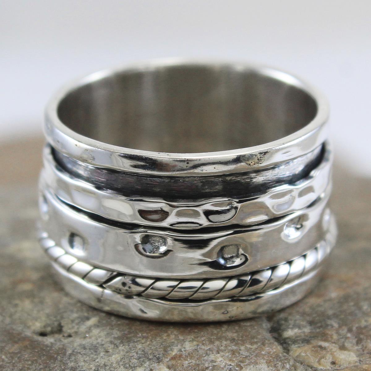 Eternity Sterling Silver Meditation Band Spinner Ring | Akrati Jewels Inc