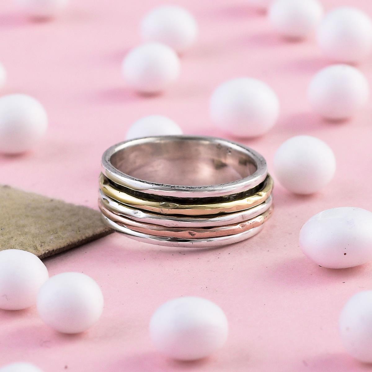 3 Tone 925 Sterling Silver Handmade Wholesale Spinner | Akrati Jewels Inc