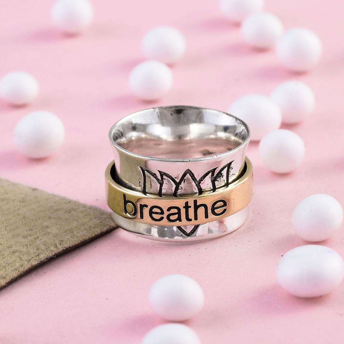 NAMASTE Spinner Ring 925 Sterling Silver Jewelry | Akrati Jewels Inc